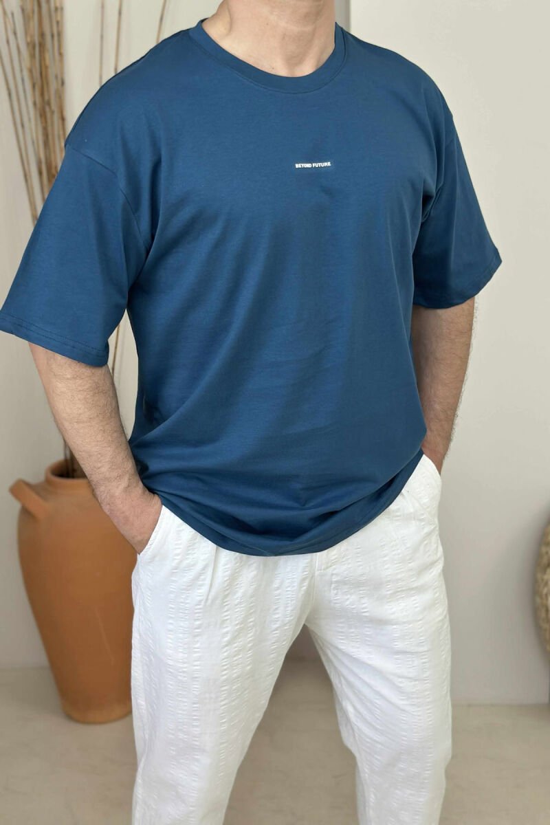 FRONT LITTLE WRITTINGS MEN T-SHIRT BLUE/BLU - 1