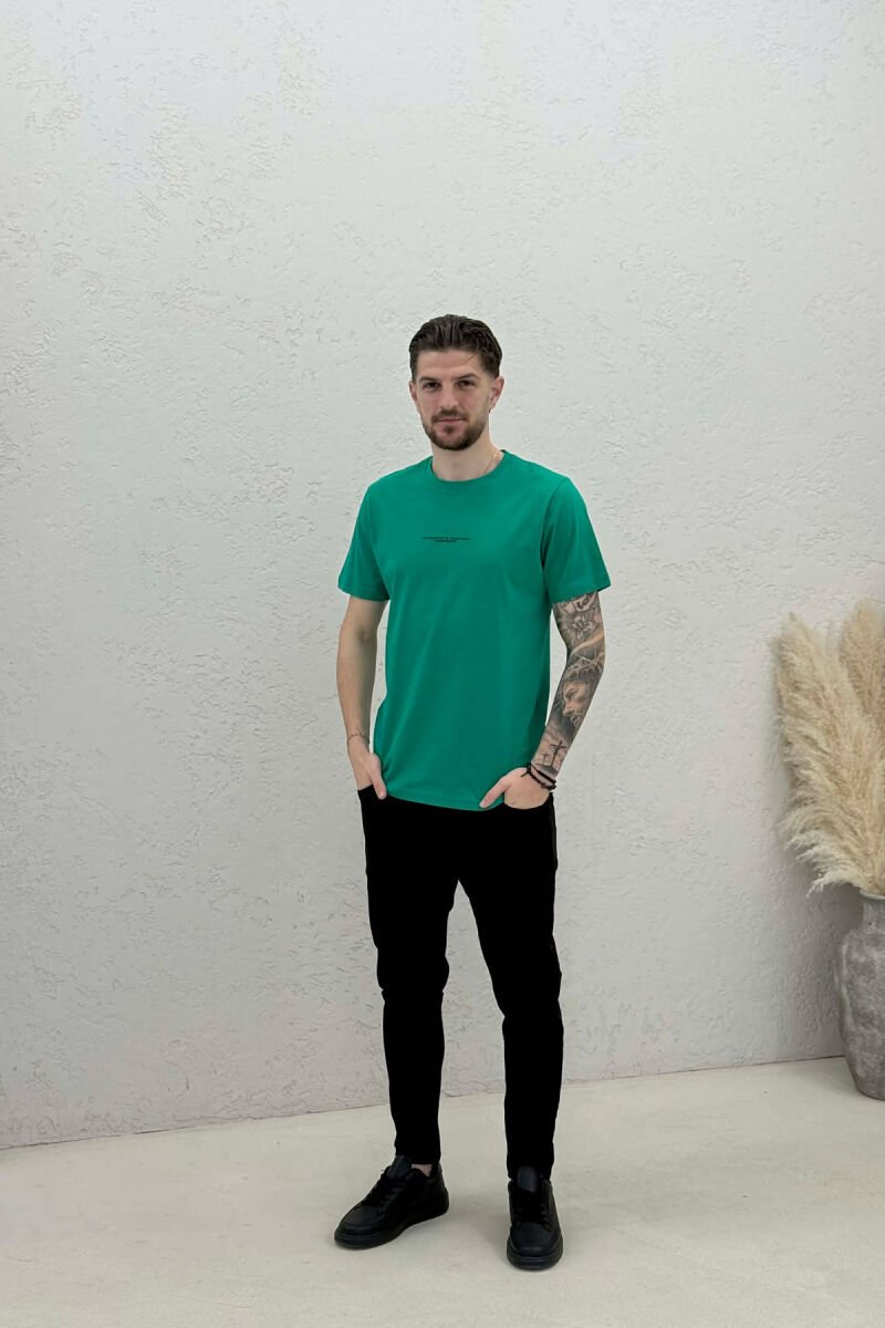 FRONT LITTLE WRITTINGS MEN T-SHIRT GREEN/JESHILE - 2