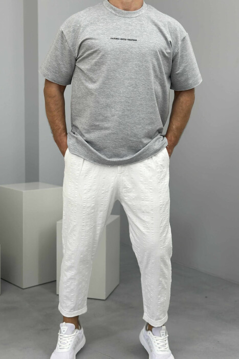 FRONT LITTLE WRITTINGS MEN T-SHIRT LIGHT GREY/GZ 