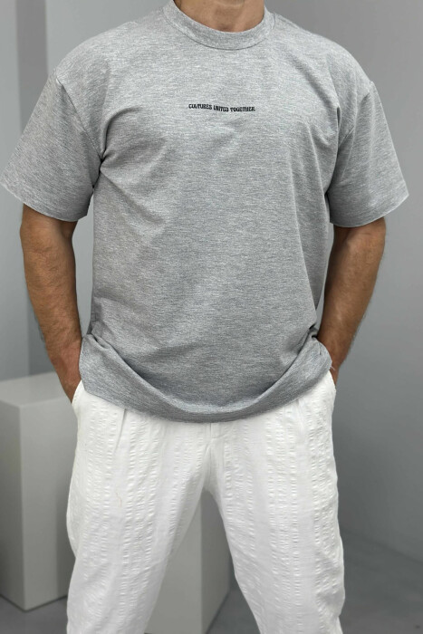 FRONT LITTLE WRITTINGS MEN T-SHIRT LIGHT GREY/GZ - 2
