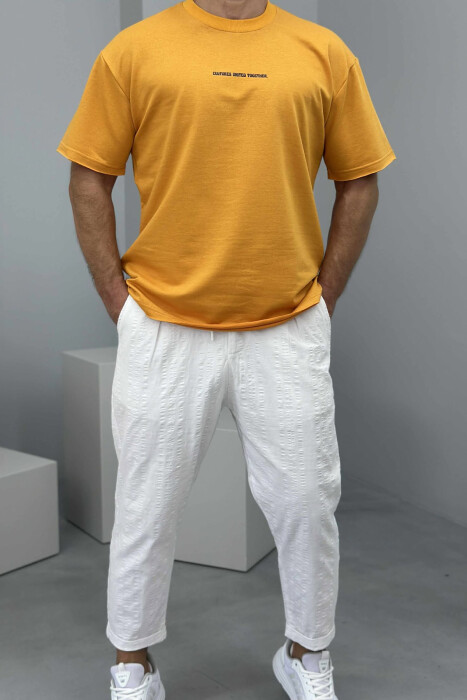 FRONT LITTLE WRITTINGS MEN T-SHIRT MUSTARD/MUSTARDE - 1