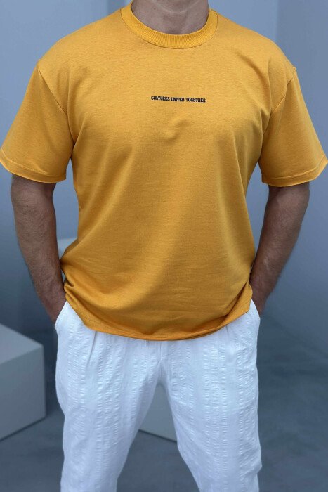 FRONT LITTLE WRITTINGS MEN T-SHIRT MUSTARD/MUSTARDE - 2