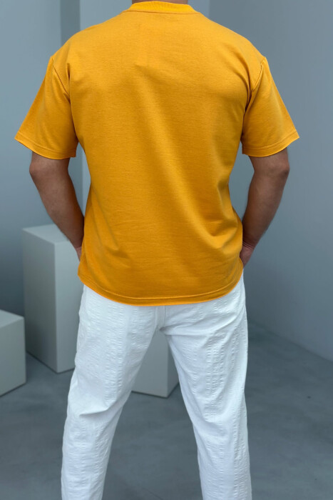 FRONT LITTLE WRITTINGS MEN T-SHIRT MUSTARD/MUSTARDE - 3