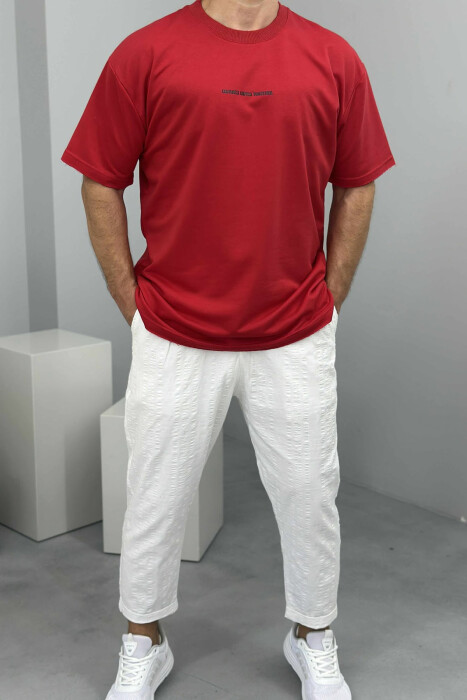 FRONT LITTLE WRITTINGS MEN T-SHIRT RED/E KUQE 