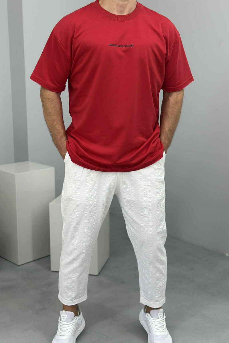 FRONT LITTLE WRITTINGS MEN T-SHIRT RED/E KUQE - 1