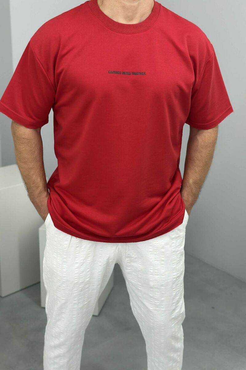 FRONT LITTLE WRITTINGS MEN T-SHIRT RED/E KUQE - 3