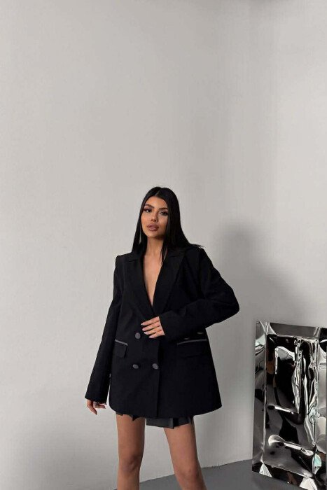 FRONT POCKET DETAIL CLASSIC WOMEN JACKET BLACK/ E ZEZE - 4