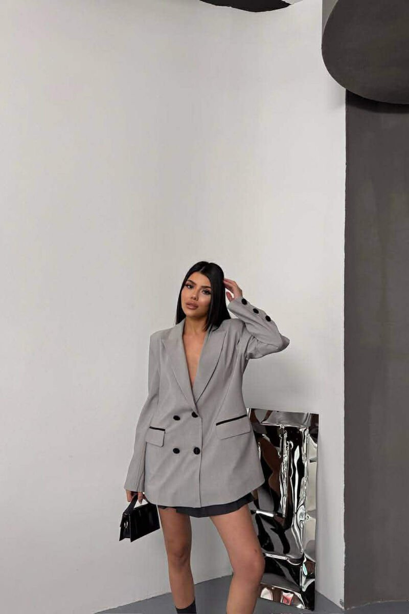 FRONT POCKET DETAIL CLASSIC WOMEN JACKET GREY/GRI - 2