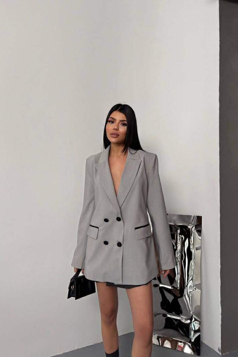 FRONT POCKET DETAIL CLASSIC WOMEN JACKET GREY/GRI - 4