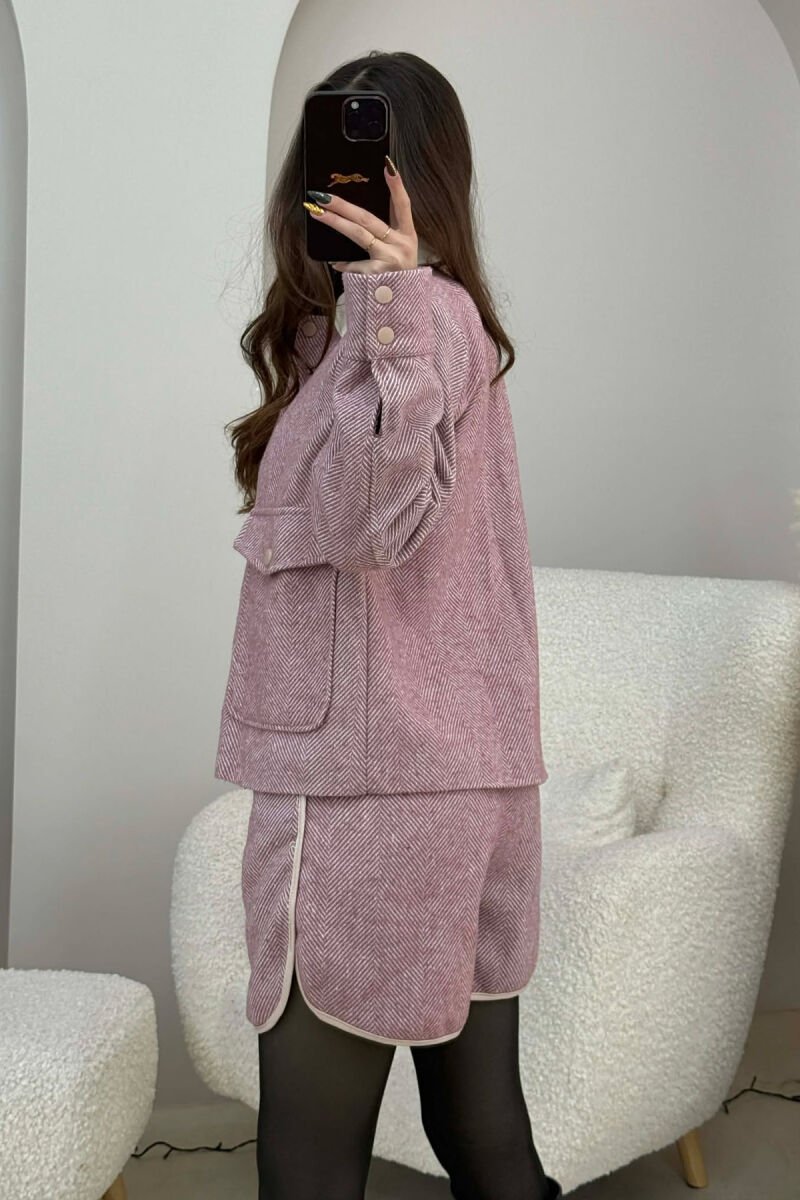 FRONT POCKET JACKET+SHORTS STRIPES WOMEN SET POWDER/PUDER - 4