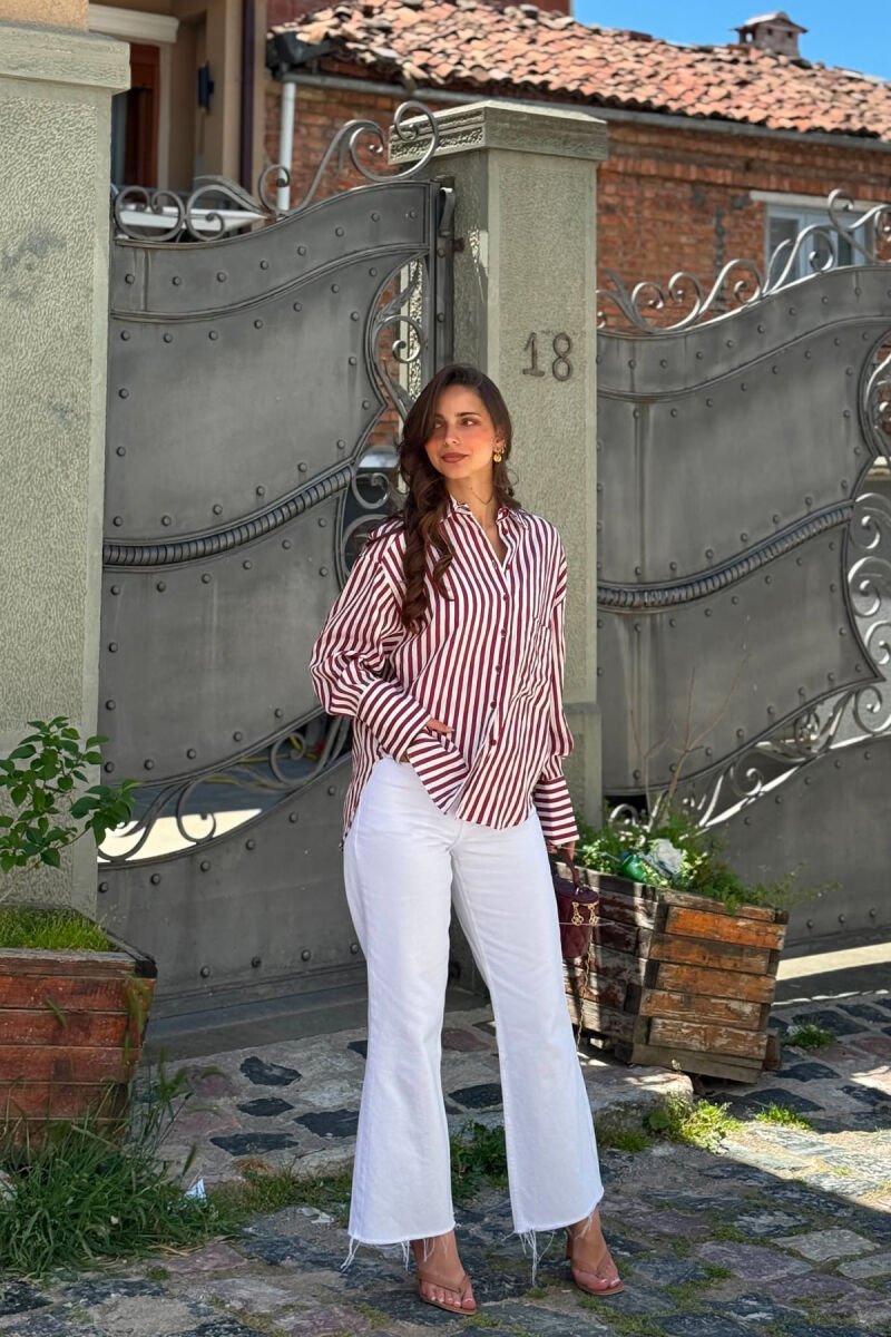 FRONT POCKET LINES DESIGN WOMAN SHIRT BURGUNDY/VISHNJE - 2