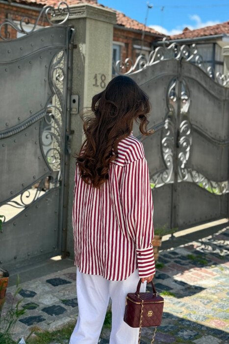 FRONT POCKET LINES DESIGN WOMAN SHIRT BURGUNDY/VISHNJE - 6