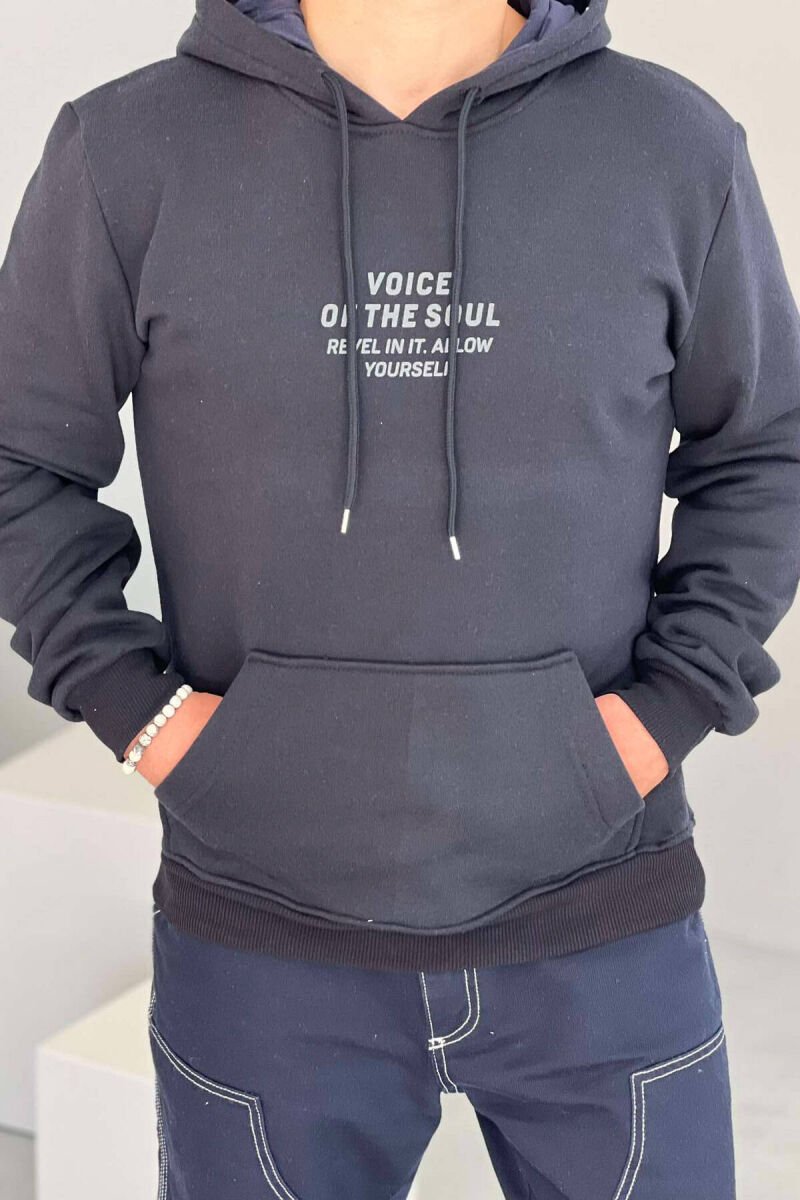 LITTLE WRITINGS FLUFFY MEN HOODIE BLUE/BLU - 1