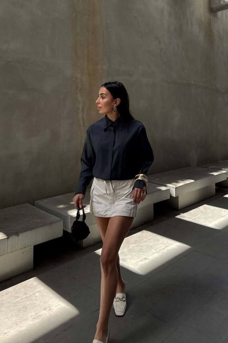 FRONT POCKET ONE COLOR WOMAN SHIRT DARK GREY/GEE - 3