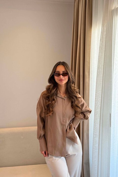 KEMISHE NJE NGJYRESHE PER FEMRA NE NGJYRE KAFE TE ZBARDHUR - KLAUDIO FASHION