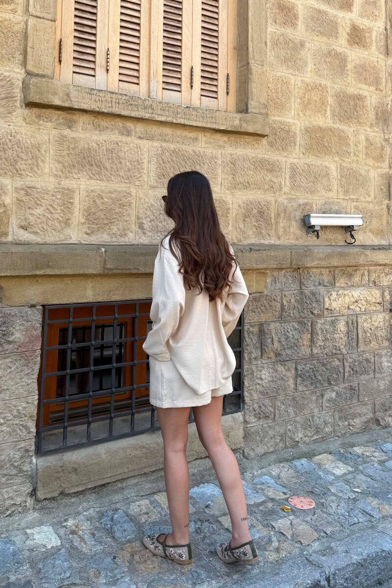 FRONT POCKET SHIRT + SHORTS WOMAN SET BEIGE/BEZHE - 4