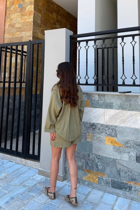 FRONT POCKET SHIRT + SHORTS WOMAN SET OLIVE/ULLI - 4