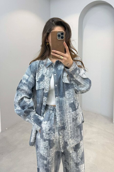 FRONT POCKET SHIRT + TROUSERS WOMAN SET LIGHTBLUE/BZ - 3