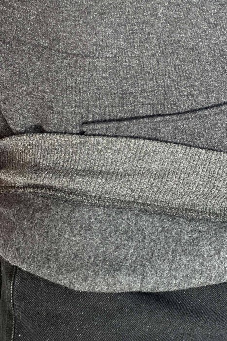 FRONT POCKET FLUFFY MEN HOODIE DARK GREY/GEE - 2