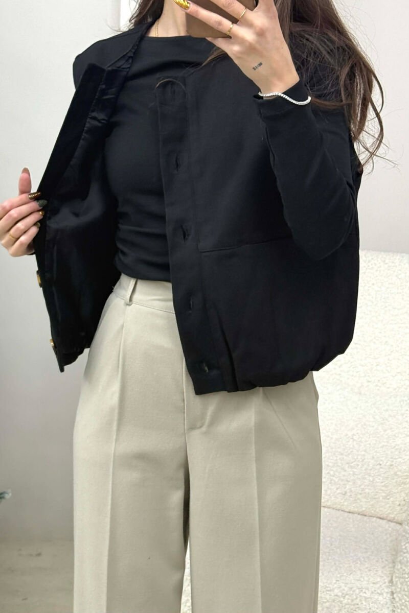 FRONT POCKETS DETAIL ONE COLOR WOMEN VEST BLACK/ E ZEZE - 1