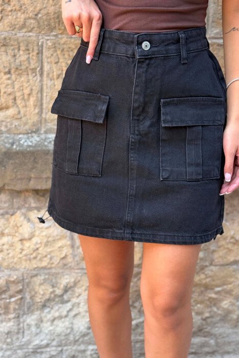 FRONT POCKETS DETAIL SHORT WOMEN SKIRT BLACK/ E ZEZE - 4
