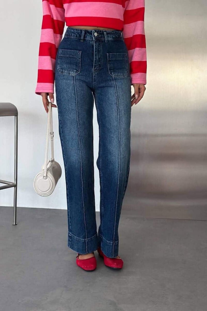 FRONT POCKETS ONE COLOR SIMPLE WOMEN JEANS BLUE/BLU - 2