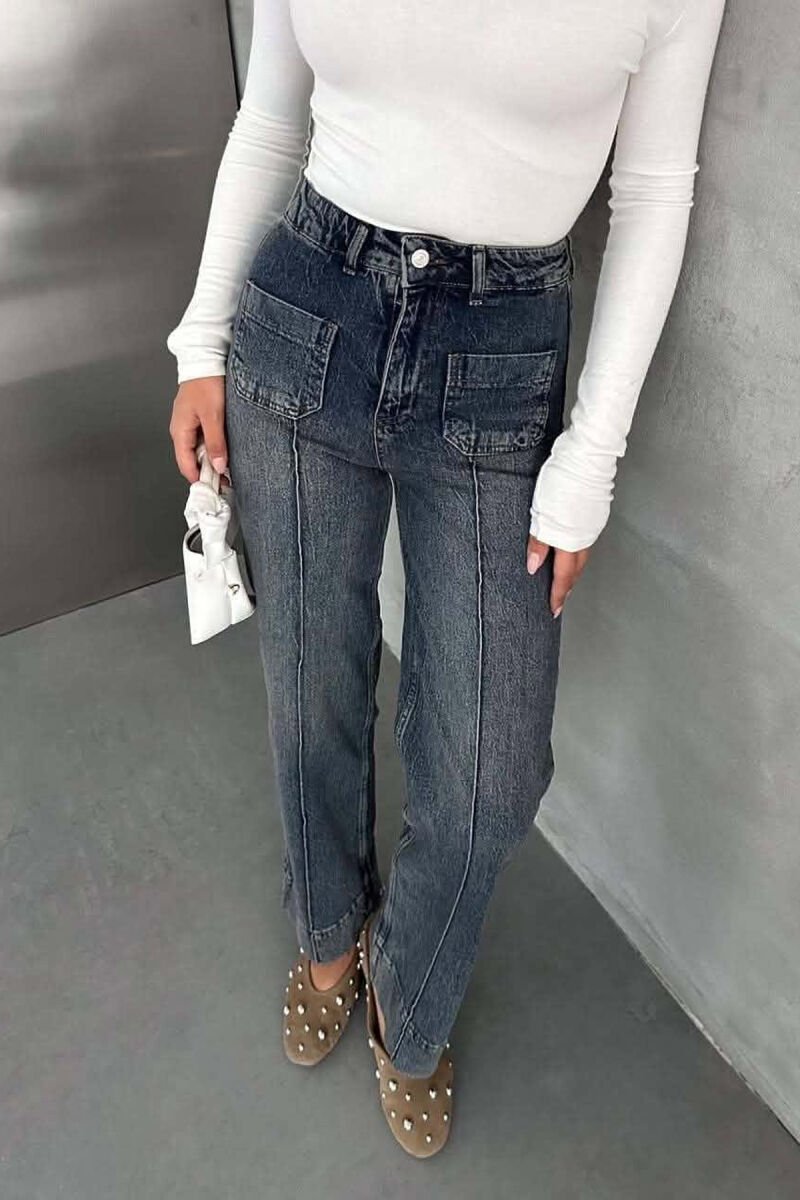 FRONT POCKETS ONE COLOR SIMPLE WOMEN JEANS LIGHTBLUE/BZ - 2
