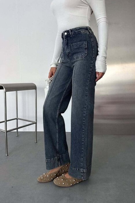 FRONT POCKETS ONE COLOR SIMPLE WOMEN JEANS LIGHTBLUE/BZ - 4