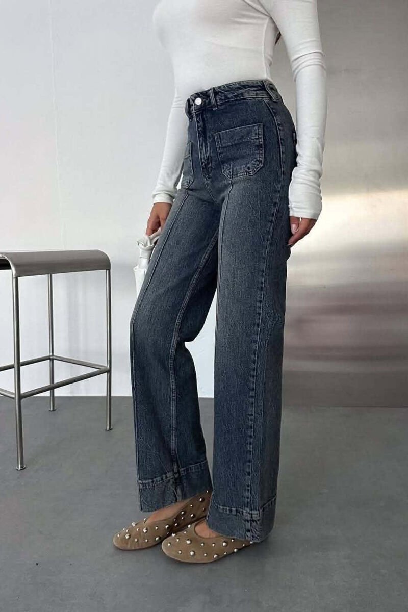 FRONT POCKETS ONE COLOR SIMPLE WOMEN JEANS LIGHTBLUE/BZ - 4