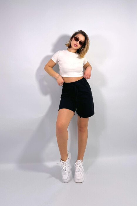 FRONT POCKETS ONE COLOR WOMEN SHORTS BLACK/ E ZEZE - 3
