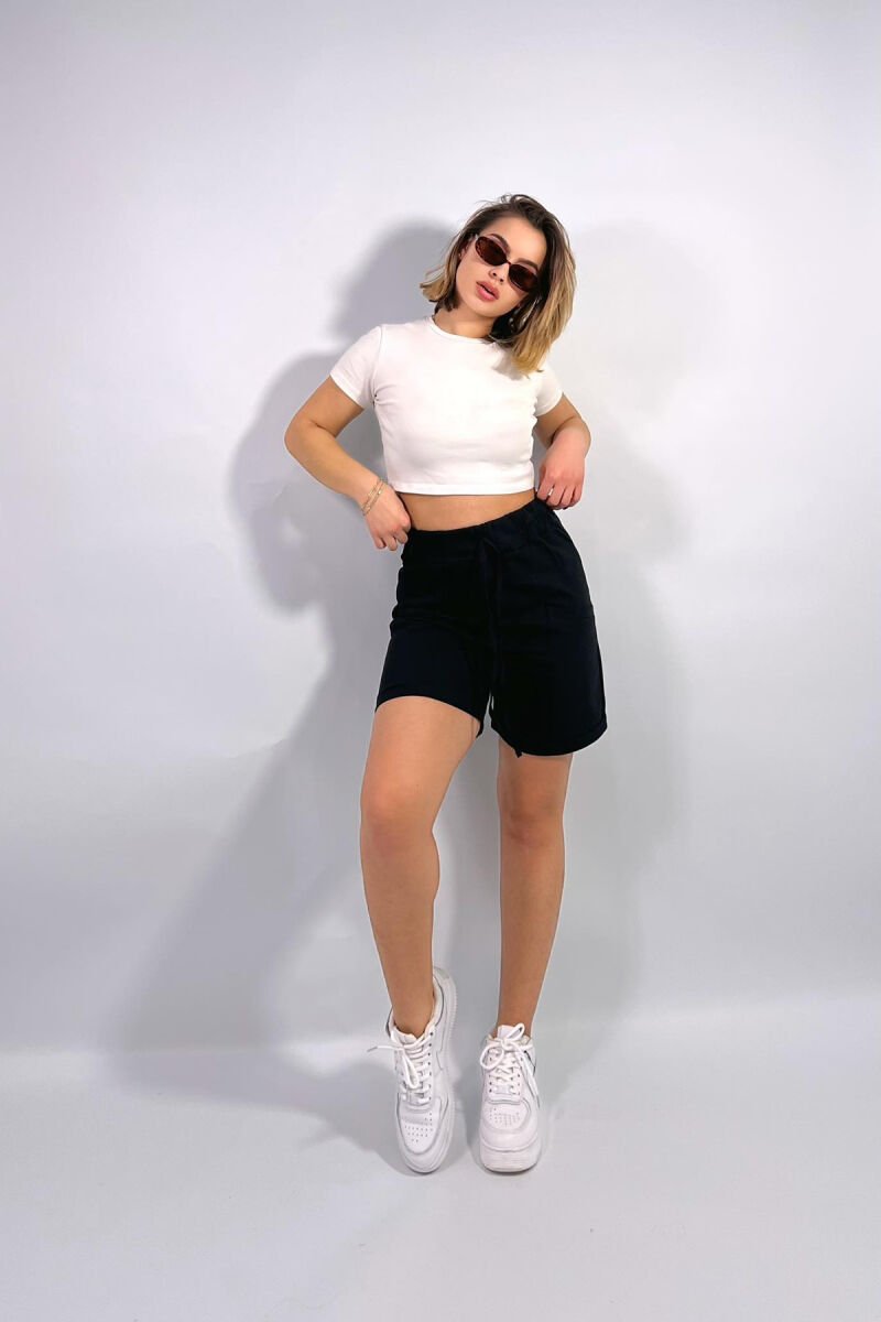 FRONT POCKETS ONE COLOR WOMEN SHORTS BLACK/ E ZEZE - 3