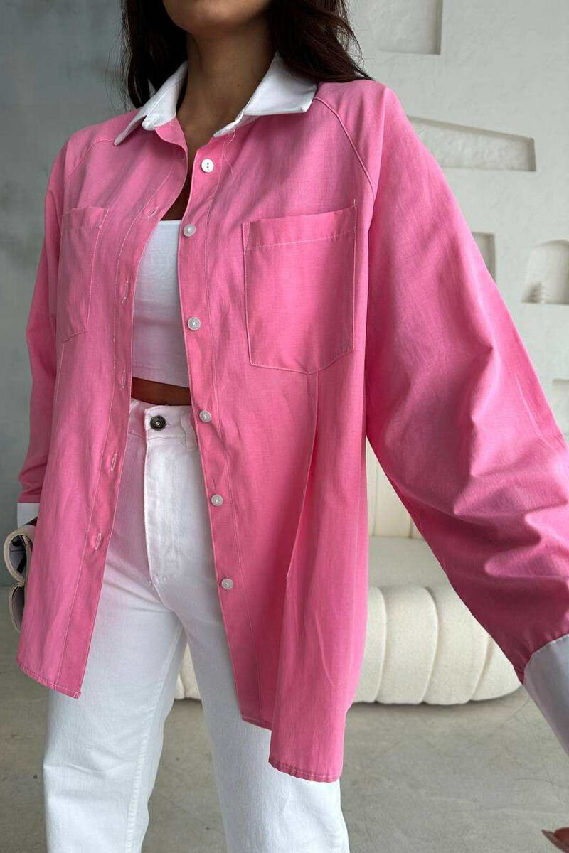 FRONT POCKETS WOMAN SHIRT PINK/ROZE - 4