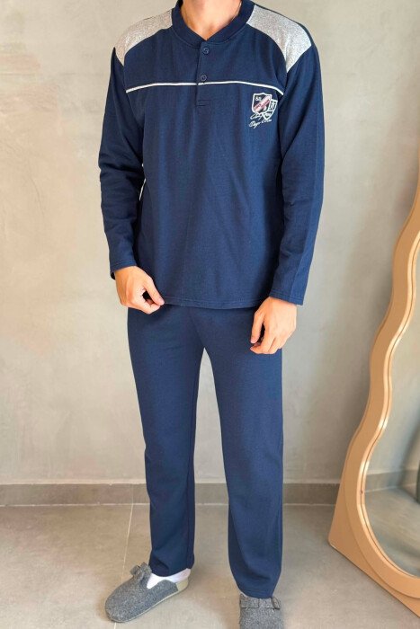 FRONT SMALL LOGO SWEATSHIRT+SWEATPANTS MEN PYJAMAS BLUE/BLU - 2