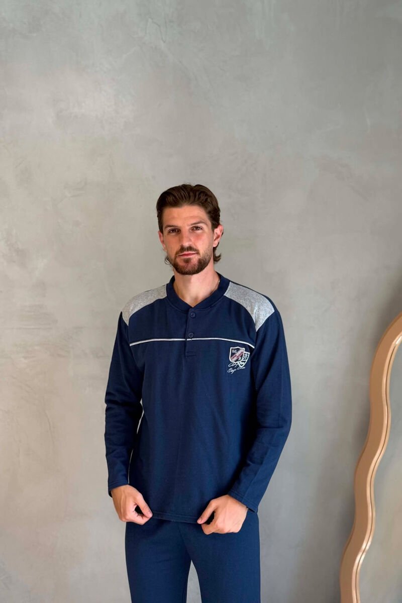 FRONT SMALL LOGO SWEATSHIRT+SWEATPANTS MEN PYJAMAS BLUE/BLU - 3