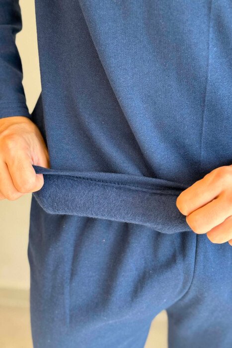 FRONT SMALL LOGO SWEATSHIRT+SWEATPANTS MEN PYJAMAS BLUE/BLU - 4