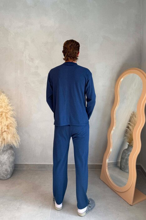 FRONT SMALL LOGO SWEATSHIRT+SWEATPANTS MEN PYJAMAS BLUE/BLU - 5