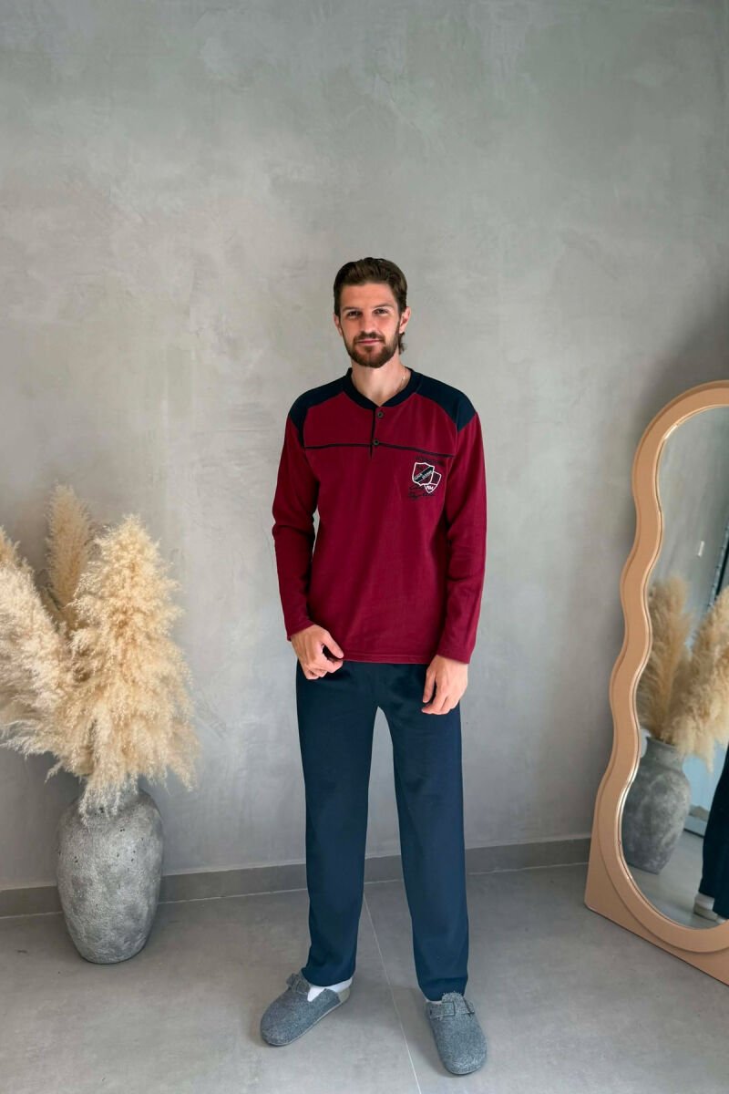 FRONT SMALL LOGO SWEATSHIRT+SWEATPANTS MEN PYJAMAS BURGUNDY/VISHNJE - 1