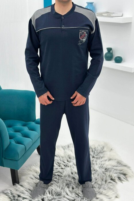 FRONT SMALL LOGO SWEATSHIRT+SWEATPANTS MEN PYJAMAS DARK BLUE/BEE 