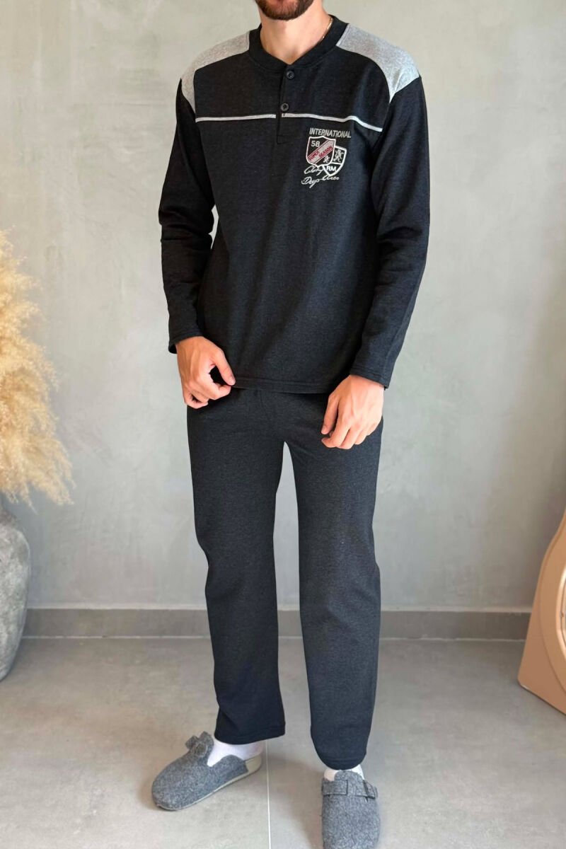 FRONT SMALL LOGO SWEATSHIRT+SWEATPANTS MEN PYJAMAS DARK GREY/GEE - 2
