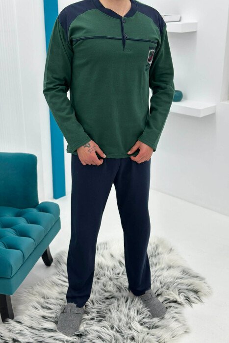 FRONT SMALL LOGO SWEATSHIRT+SWEATPANTS MEN PYJAMAS GREEN/JESHILE - 1