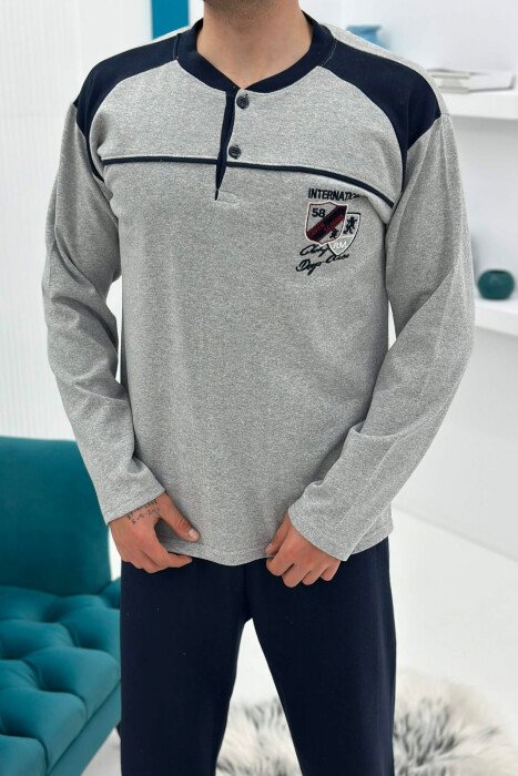 FRONT SMALL LOGO SWEATSHIRT+SWEATPANTS MEN PYJAMAS GREY/GRI - 4