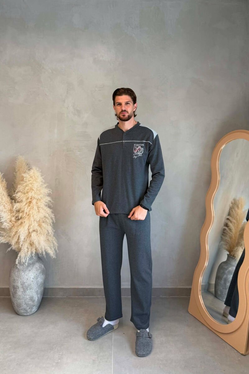 FRONT SMALL LOGO SWEATSHIRT+SWEATPANTS MEN PYJAMAS GREY/GRI - 1