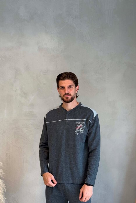 FRONT SMALL LOGO SWEATSHIRT+SWEATPANTS MEN PYJAMAS GREY/GRI - 3
