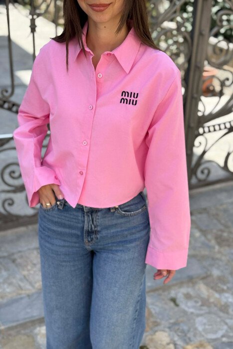 FRONT WRITTINGS ONE COLOR WOMAN SHIRT PINK/ROZE - 3