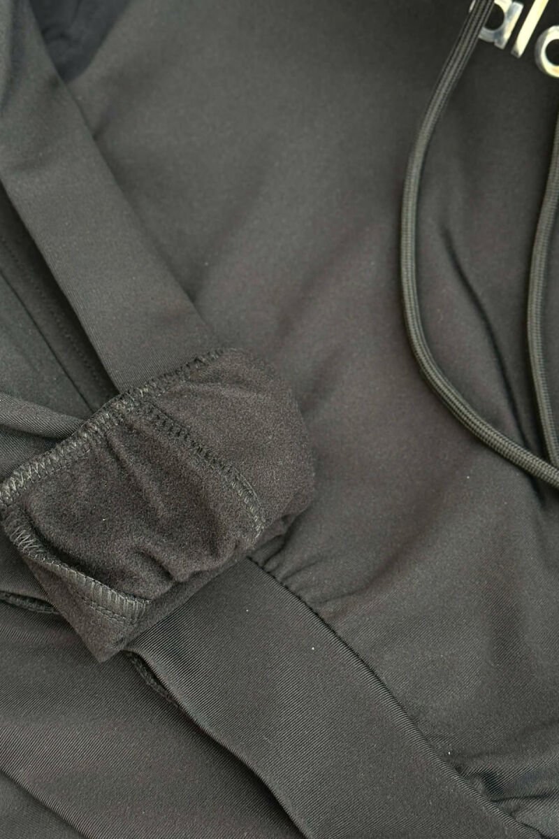 FRONT WRITTING HOODIE + SWEATPANTS WOMAN SET BLACK/ E ZEZE - 5