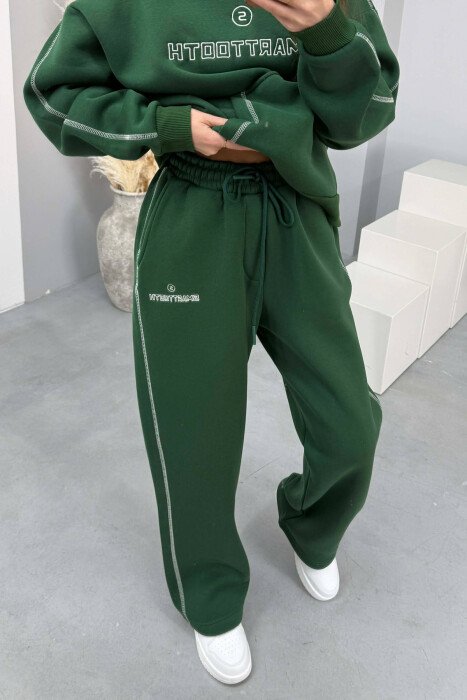 FRONT WRITTING HOODIE+SWEATPANTS WOMEN SET GREEN/JESHILE - 5