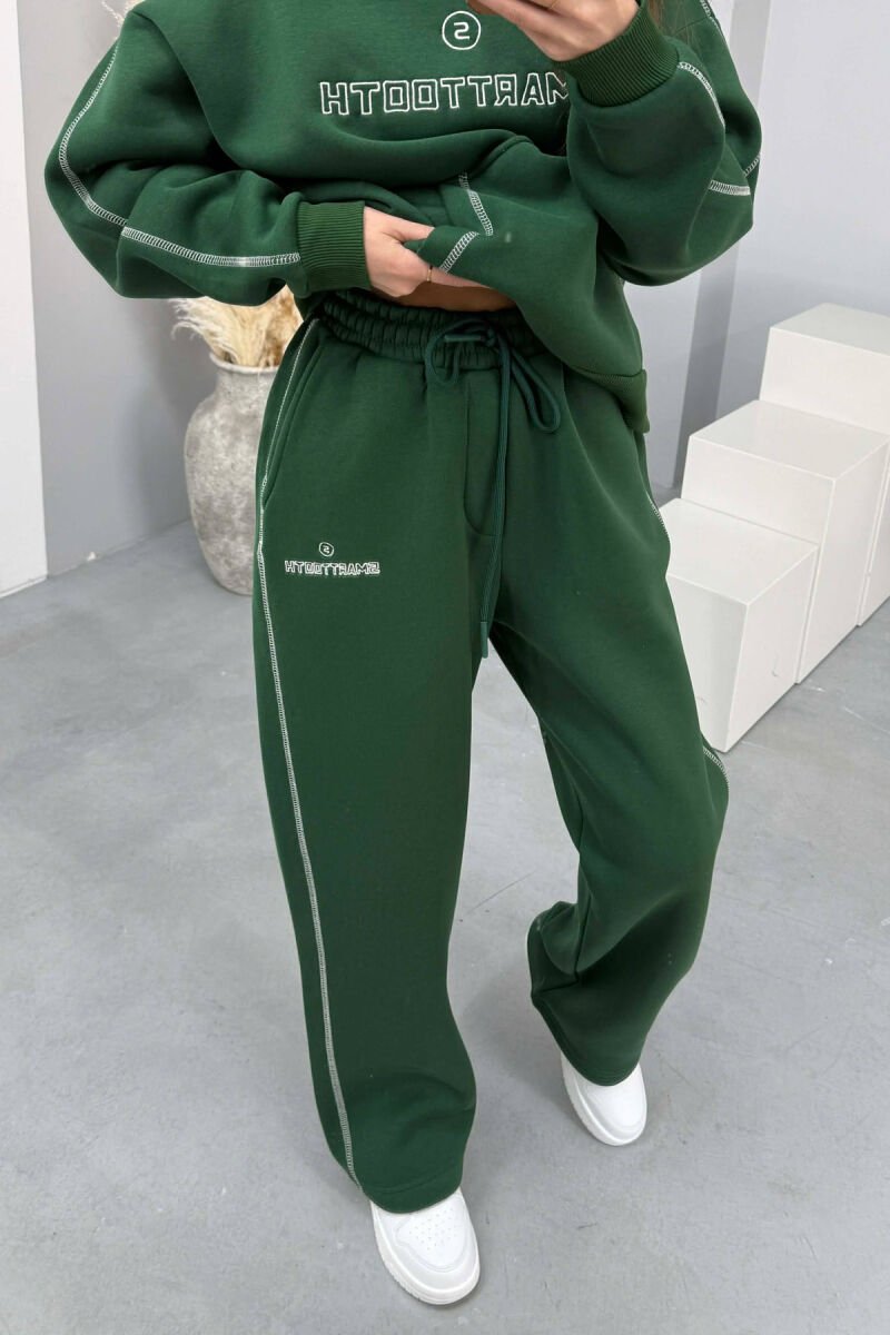 FRONT WRITTING HOODIE+SWEATPANTS WOMEN SET GREEN/JESHILE - 5