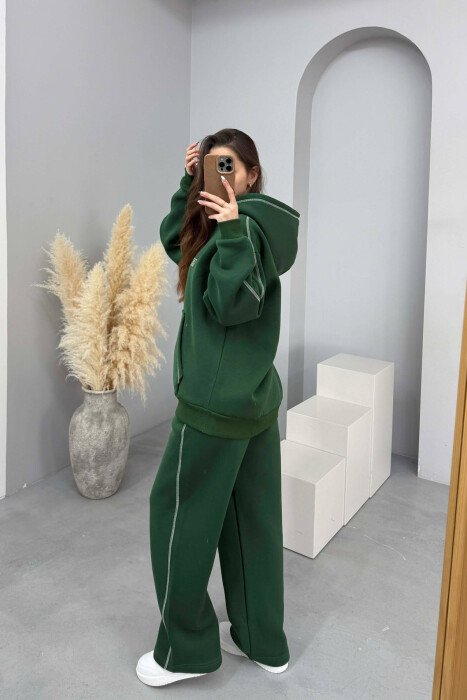 FRONT WRITTING HOODIE+SWEATPANTS WOMEN SET GREEN/JESHILE - 6