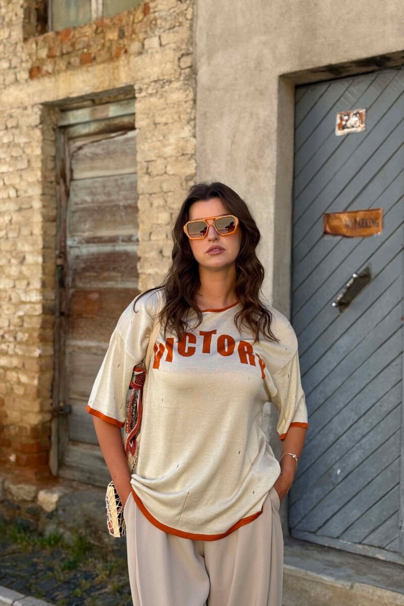 FRONT WRITTING WOMAN T-SHIRT BEIGE/BEZHE - 1