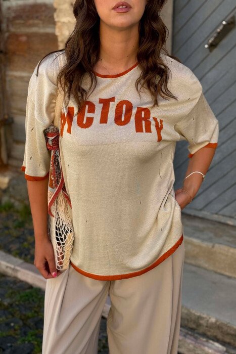 FRONT WRITTING WOMAN T-SHIRT BEIGE/BEZHE - 4